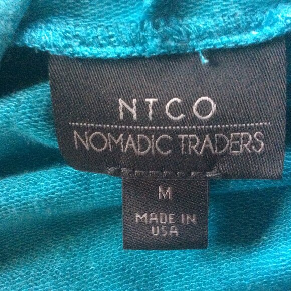 Nomadic Traders Blue Open Front Hooded Feminine Athleisure Cardigan Size Medium - Picture 5 of 5